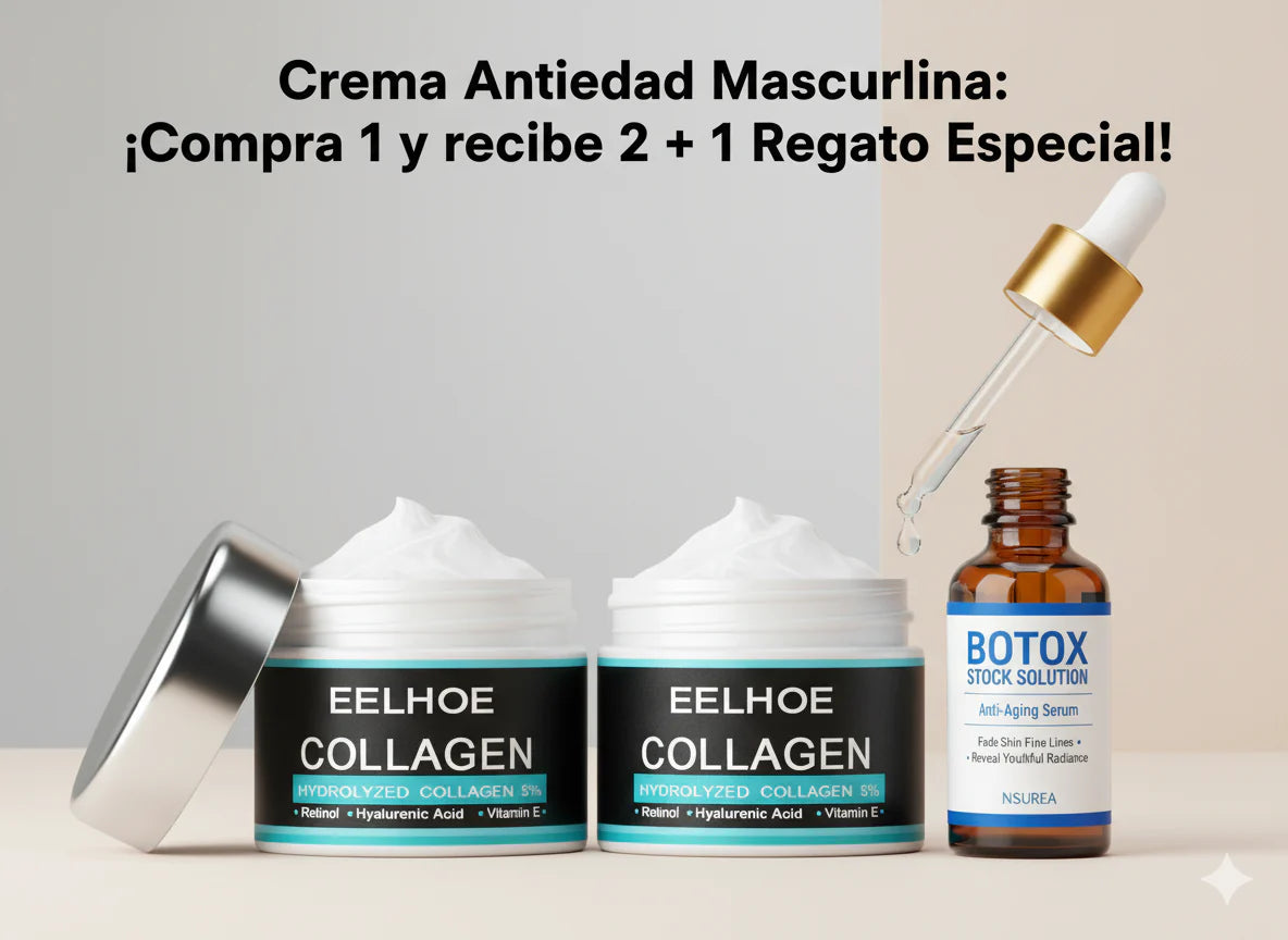 EELHOE – Crema Antiedad Masculina: 2x1 + 🎁2 Regalos Especiales + 🚚 Envio gratis